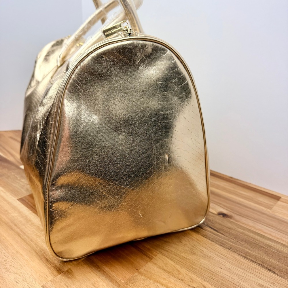 Michael Kors Gold Metallic Snakeskin Embossed Weekender Duffel Travel Bag NWT - Picture 6 of 12
